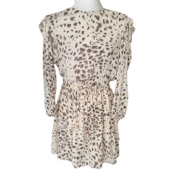 Rails Ora Puma Drawstring Tie Waist Ruffle Draped Cream Rayon Mini Dress - S - Picture 4 of 14